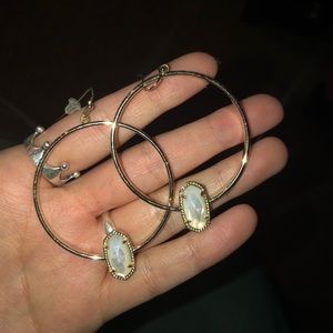 Kendra Scott gold hoops with Ivory stone